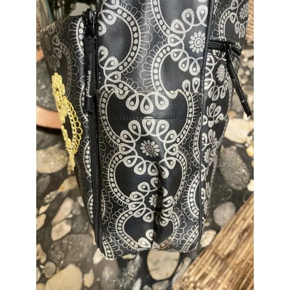 Petunia Pickle Bottom Boxy Backpack Diaper Bag Black Gray Yellow Embroidery​​​ - Picture 6 of 10